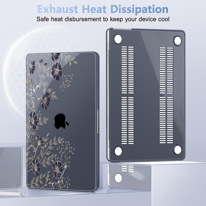 May Chen غطاء لجهاز MacBook Air 13.6 بوصة M4 موديلات 2025 2024 2023 2022: A3240 A3113 M3 A2681 M2، غطاء صلب بلاستيكي لجهاز MacBook Air 13.6" مع شاشة Retina يتناسب مع Touch ID، فن زهور - Image 5